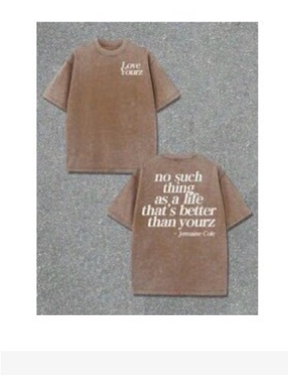 SHEIN Brown Graphic Short Sleeve Tee with White Text